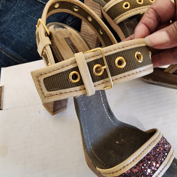 Miu Miu Green Canvas Ankle Strap Sandals Olive size 39 - Picture 6 of 16